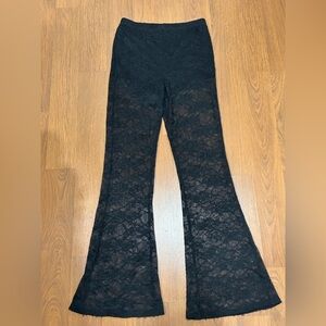 Black lace flared leggings